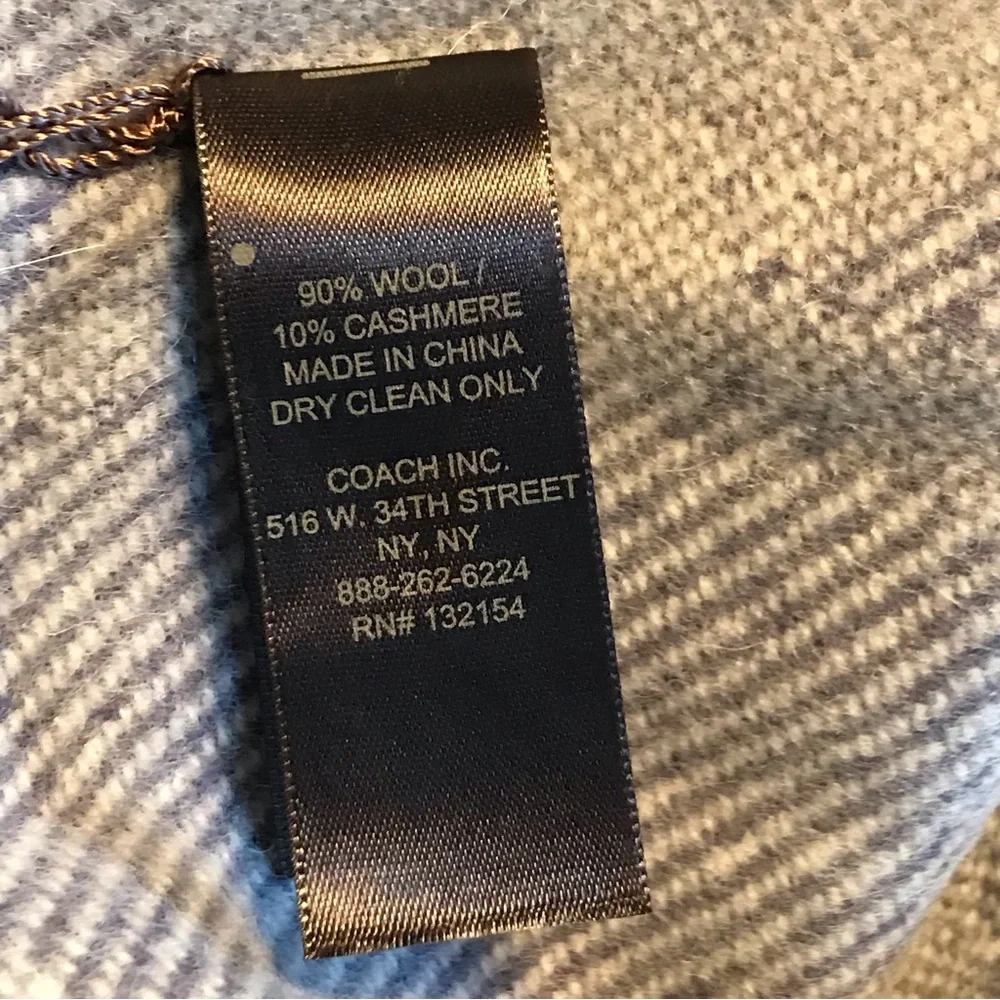 Coach Signature Twill Wool & Cashmere Blend Muffler Scarf NWT - Picture 4 of 6
